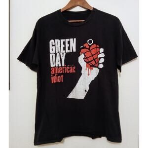 Green Day American Idiot Y2K Faded Graphic T-Shirt Distressed Punk Band SZ ?